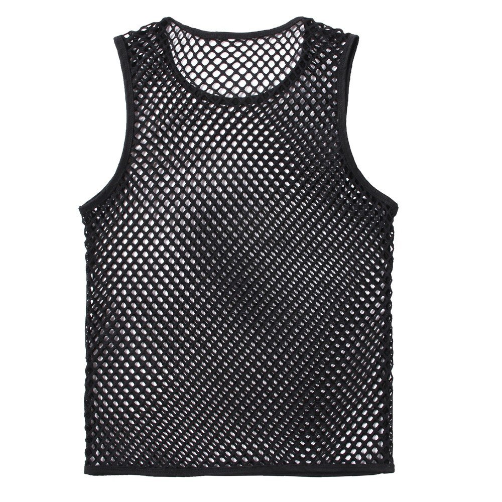 Herren Shirt Netzhemd Netzshirt ohne Arm Ringershirt Shirt ohne Arm schwarz Muskel Transparent Shirts ärmellos Netz Unterhemd