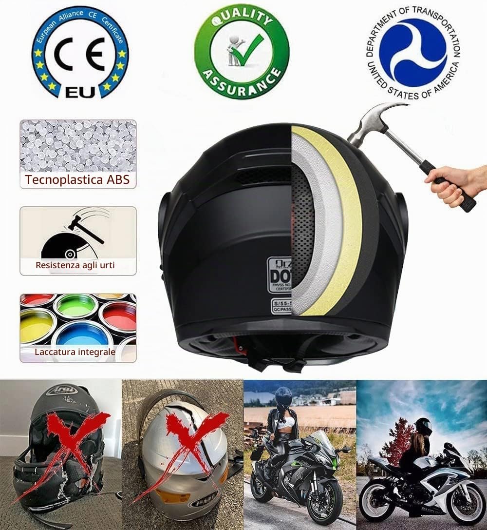 Casco Moto Integrato Bluetooth Modulare Flip Full Face Apribile con Doppia Visiera Caschi Speaker Integrato Microfono per Risposta Automatica Donna o Uomo Certificazione ECE