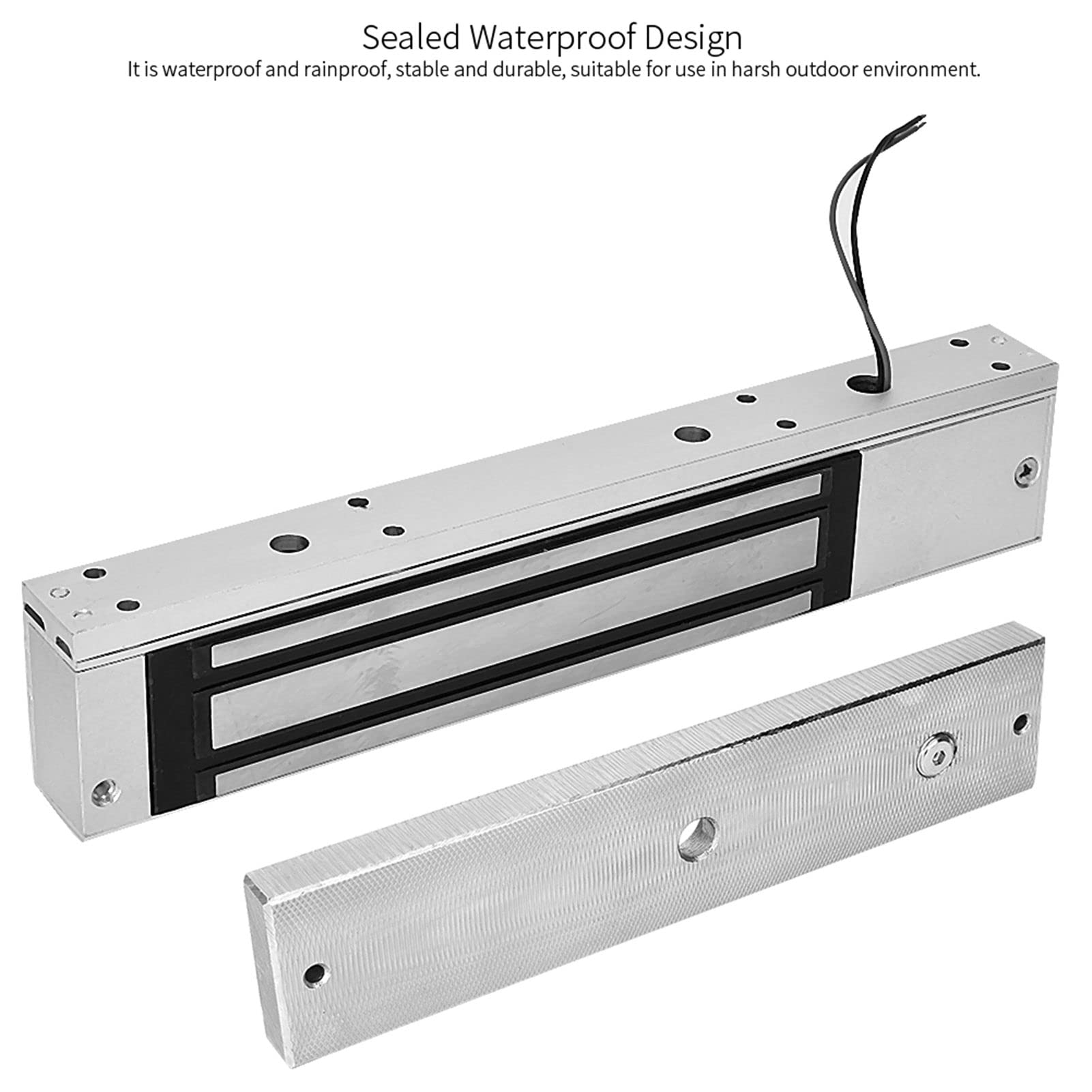 Verrou électrique 280 kg de force de maintien | Étanche et anti-ternissement – Résistant à une utilisation en extérieur | Contrôle d'accès DC 12 V pour portes en bois/métal/verre