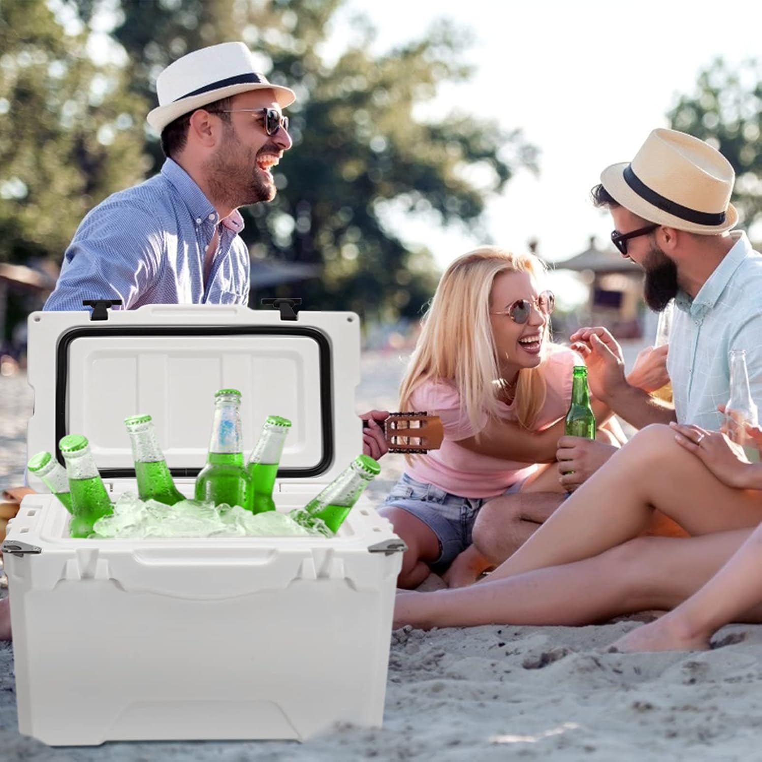 AUXSOUL 25 Quart Portable Cooler - Rotomolded Ice Chest with Handle - 7 Days Ice Retention - Ice Cooler with Built-in Bottle Opener, Cup Holder, Fish Ruler - Ideal for Camping, Fishing & Outdoor