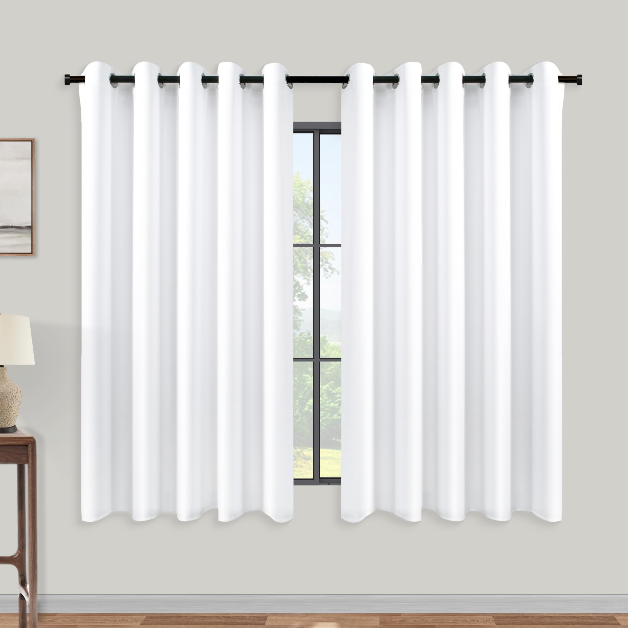 KOUFALL White Room Darkening Curtains 60x48 Inch Long,Blackout Short Window Curtains 48 Inch Length for Bedroom Bathroom 2 Panels Set — image 1