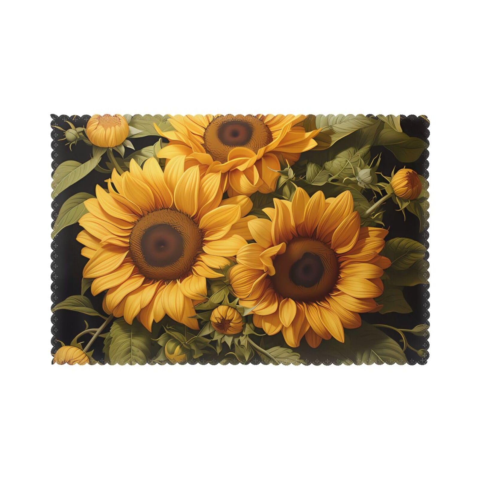 with the yellow sunflower Placemat set of 6, oil-proof and insulated dining table placemats, washable and wipeable.
