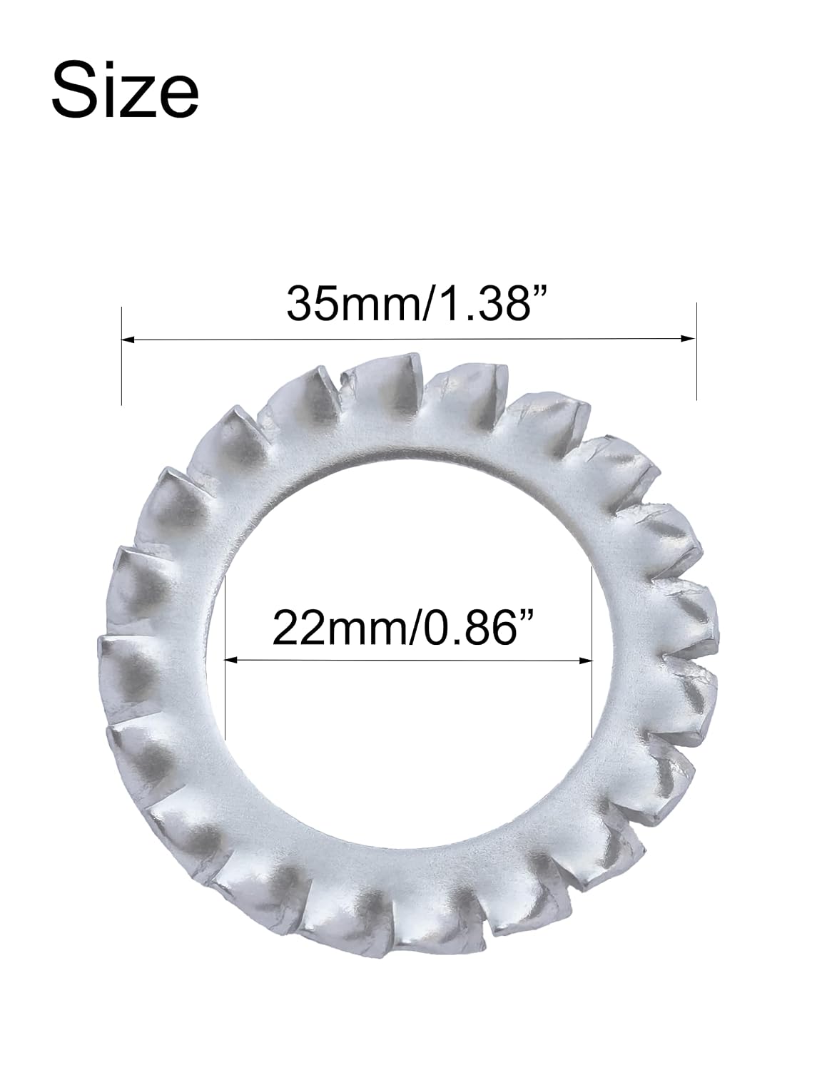 NACX M22 Stainless Steel External Tooth Star Lock Washers, External Multi-Tooth Star Lock Washers, 18PCS