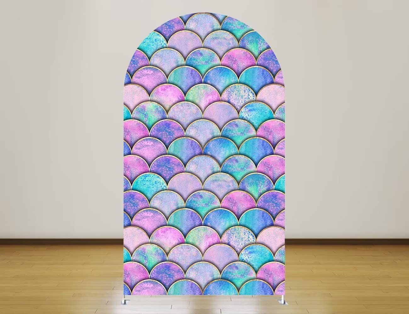 HUAYI Little Mermaid Arch Backdrop Cover Girl Princess Under The Sea Parties Chiara Backdrops Arched Wall Covers Stands Display Decorations Mermaid