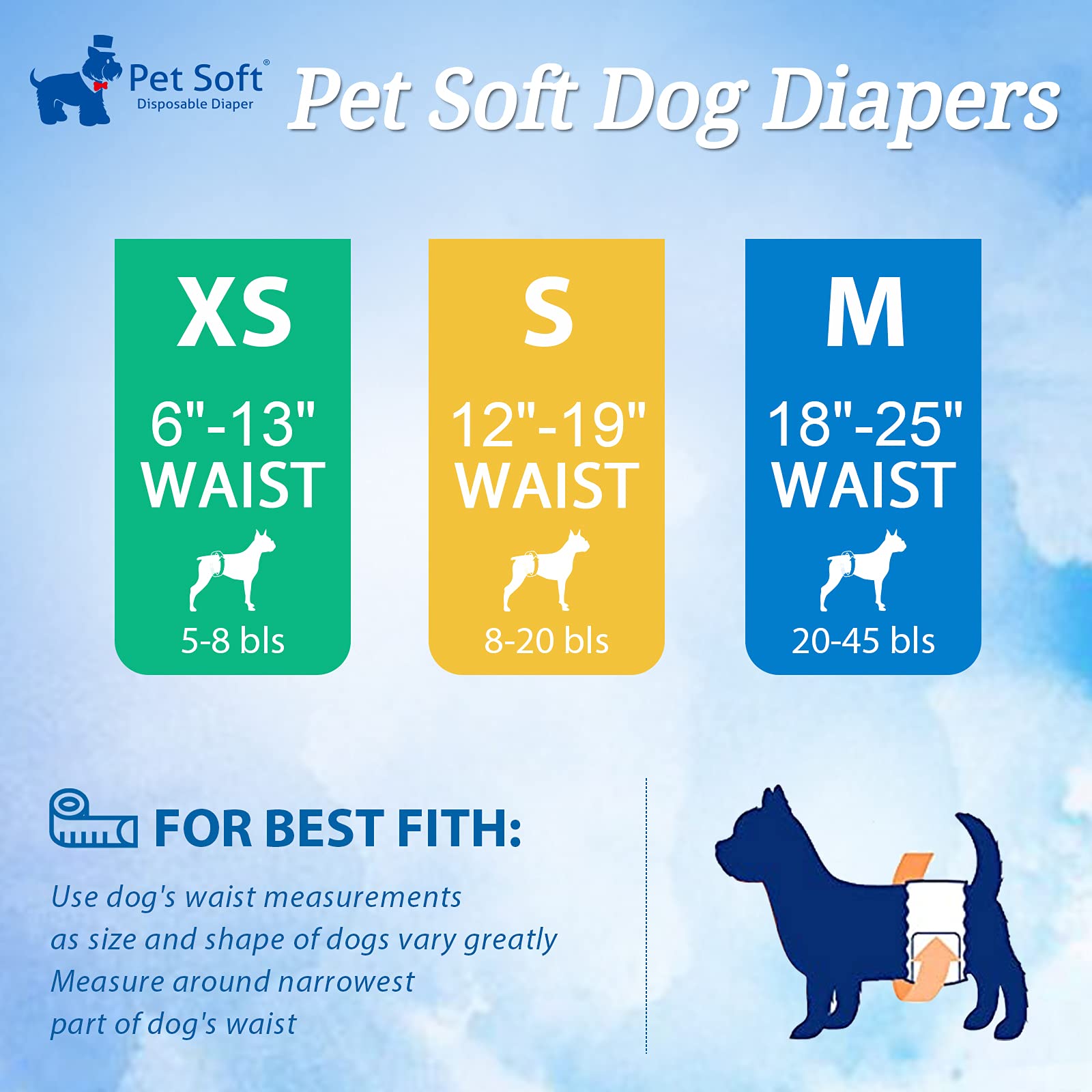 Pet Soft Wegwerpbare Luiers voor Mannelijke Honden 20 Stuks - Hondenluiers Mannelijk, Super Absorberende Puppy Hondenluiers Incontinentie Luierwraps met Nattigheidsindicator (XS-20 Stuks