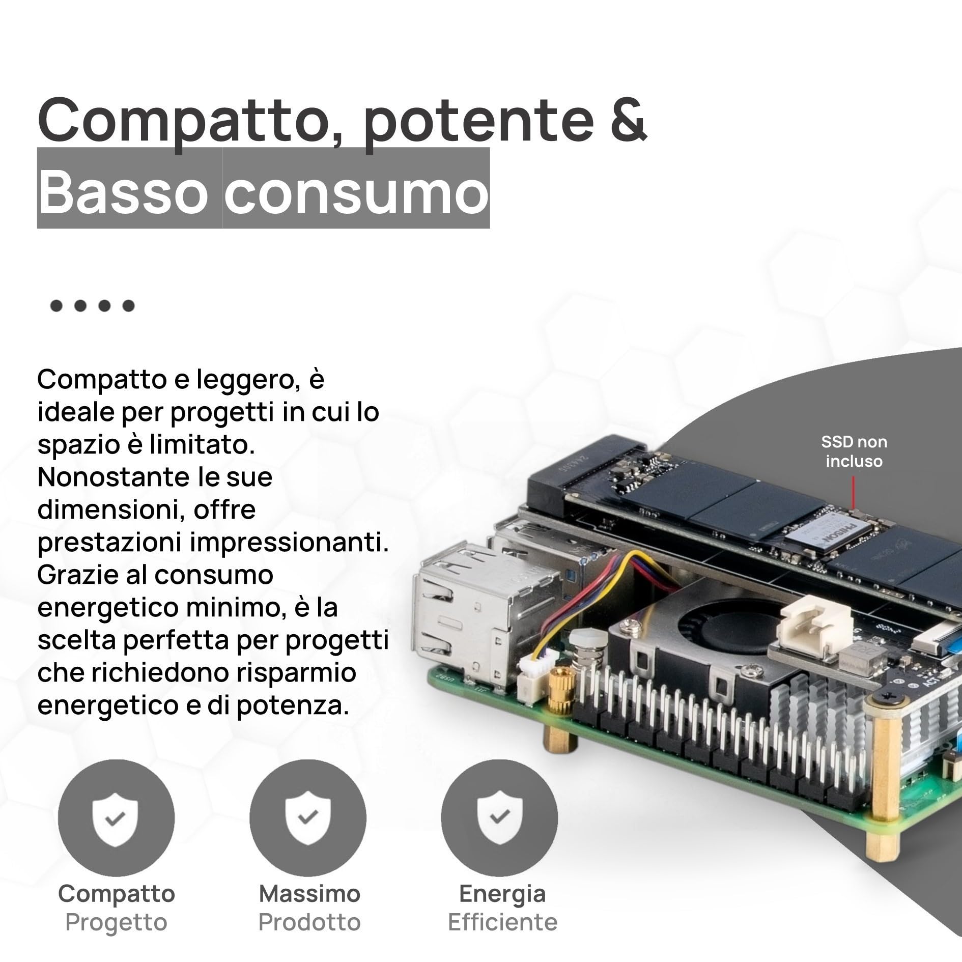Raspberry Pi 5 8 GB NVMe Kit 64GB Custodia in metallo Scheda PCIe SSD M.2 NVMe Alimentatore 27 W Home Assistant
