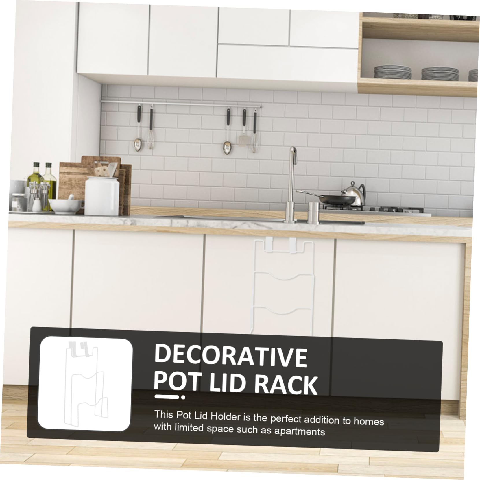 Amosfun 3 Piezas Soporte para tapa de puerta de armario de cocina Rejilla para cubrir sartenes reutilizable organizador de tapas de ollas para el hogar titular de la tapa de la olla casera