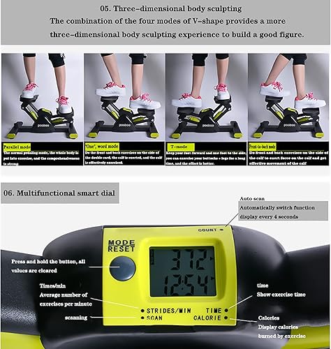 Miniatura 6 de MIAOLLUN Escalera para ejercicio, mini escalones con banda de resistencia, paso a paso hidráulico con monitor LCD y bandas de resistencia para