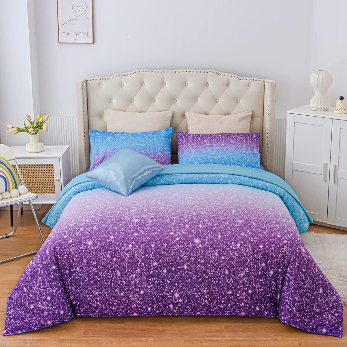 NTBED Galaxy Comforter Set Soft Microfiber Gradient Glitter