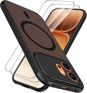 AOKUMA for Honor 600 5G Case with 2 Pack Screen Protector,Compatible with MagSafe,Shockproof Protective Cover for Honor 600 5G,Military-Grade Translucent Matte Back Phone CaseBlack