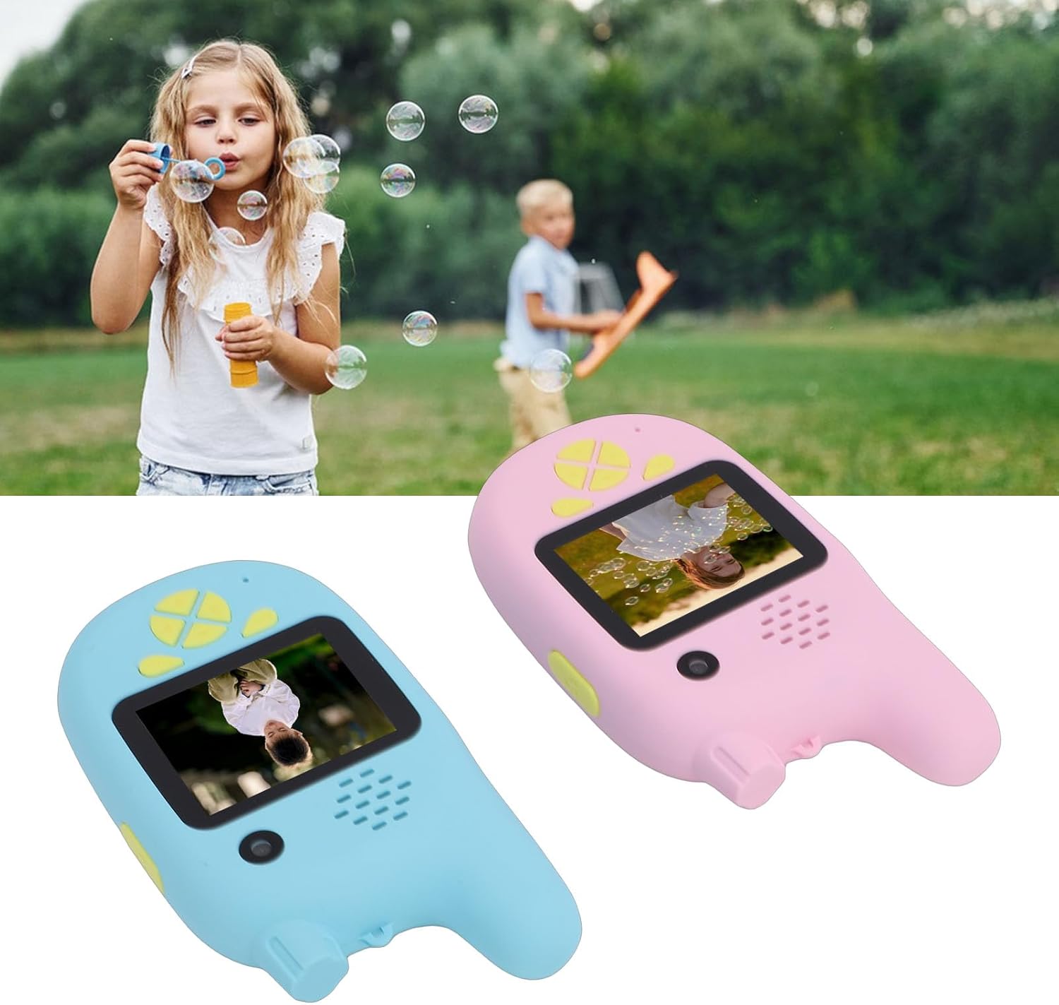 Diyeeni Walkie Talkie for Kids with Video, 2 Pack Walkie Talkies with Screen, Rechargeable 2 Way Radio Toddler Toys, 328ft Long Range for Boys & Girls (Blue & Pink)