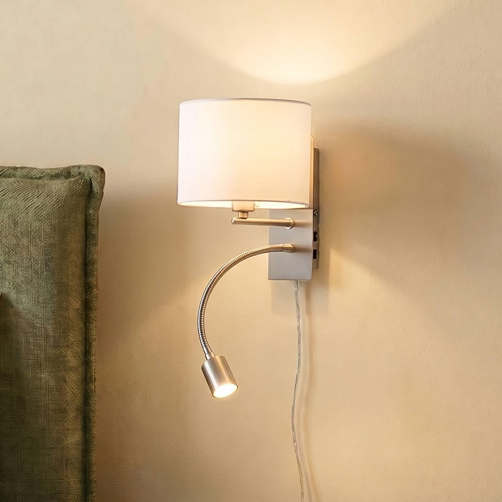 Lindby Wandleuchte, Wandlampe Innen Florens (Modern) in Alu aus Textil (1 flammig E14) - Wandleuchten Wandstrahler Wandbeleuchtung Schlafzimmer/Wohnzimmer Wohnzimmerleuchte