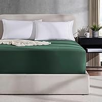 Vista 9 de Nestl Sábana Bajera Ajustable de Bolsillo Extra Profundo Verde Oscuro Solo para Cama King, Sábanas Bajeras de Lujo Hotelero Tamaño King que se