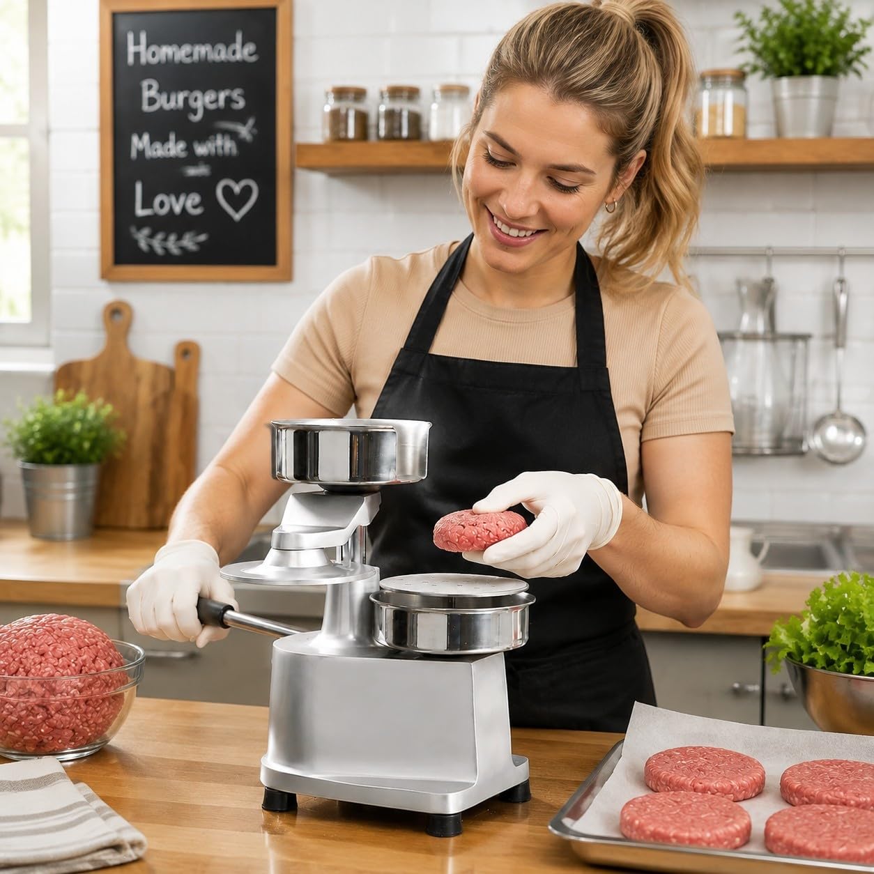 Pressa Hamburger Manuale, Patty Maker Leva Alluminio Acciaio 304