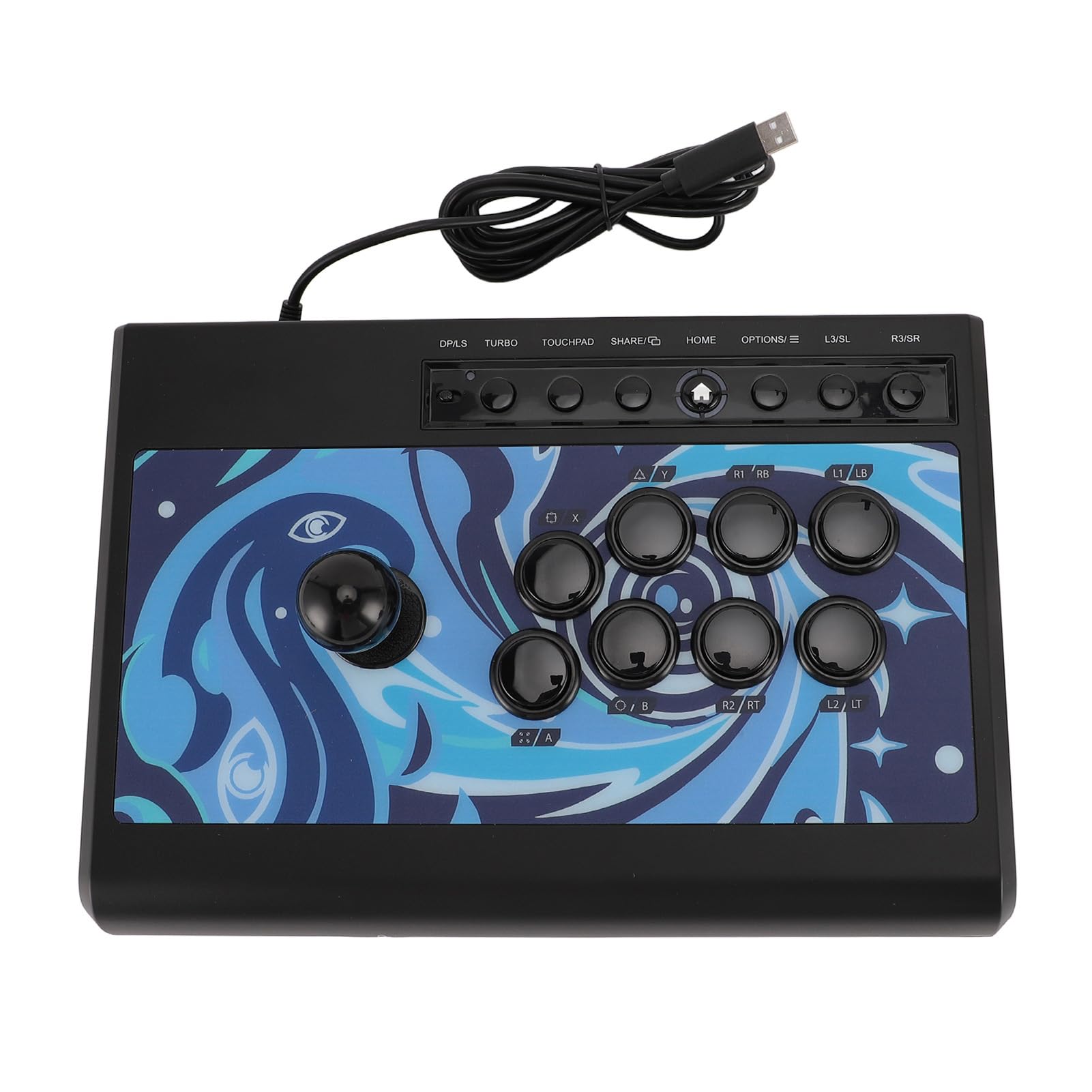 Diyeeni Arcades Stick, Arcades Fighting Stick con 8 Teclas de Acción, 8 Teclas de Función y Joystick de Acero, Compatible con Funciones Turbo, Modos DP y LS para Teléfonos, Tabletas