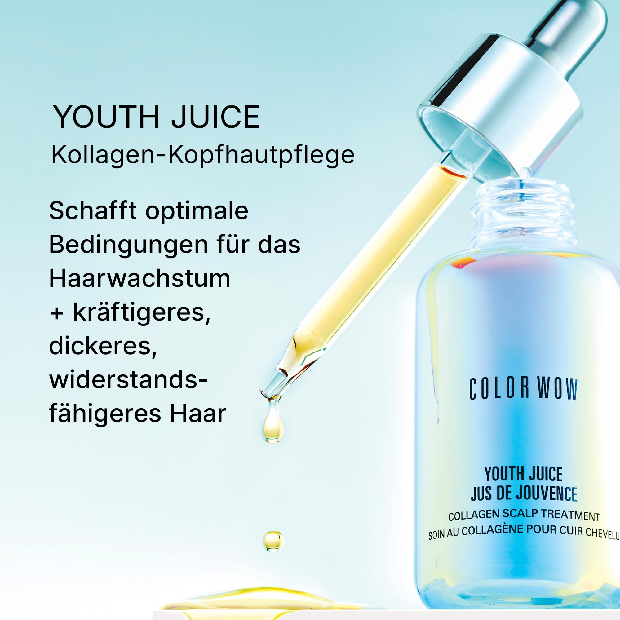 Color Wow Youth Juice Collagen Scalp Treatment, Kopfhautserum mit Kollagen, Haarwachstum Serum stärkt das Haar, spendet Feuchtigkeit, für kräftiges Haar, 50ml
