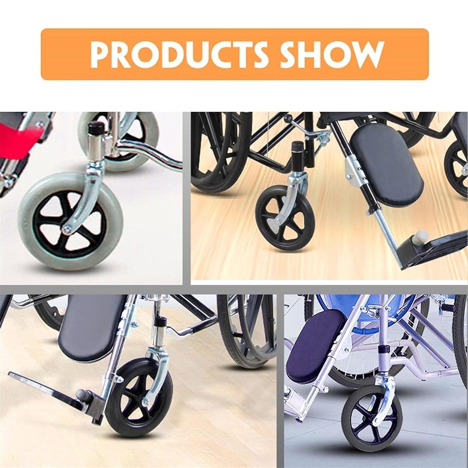 Wheelchair Caster 12in, Solid PU Wheel Non Slip, Explosion Proof, Strong and, Easy Installation, Gray, for Mobility Devices, with 12mm Center Hole Diameter, Rustproof