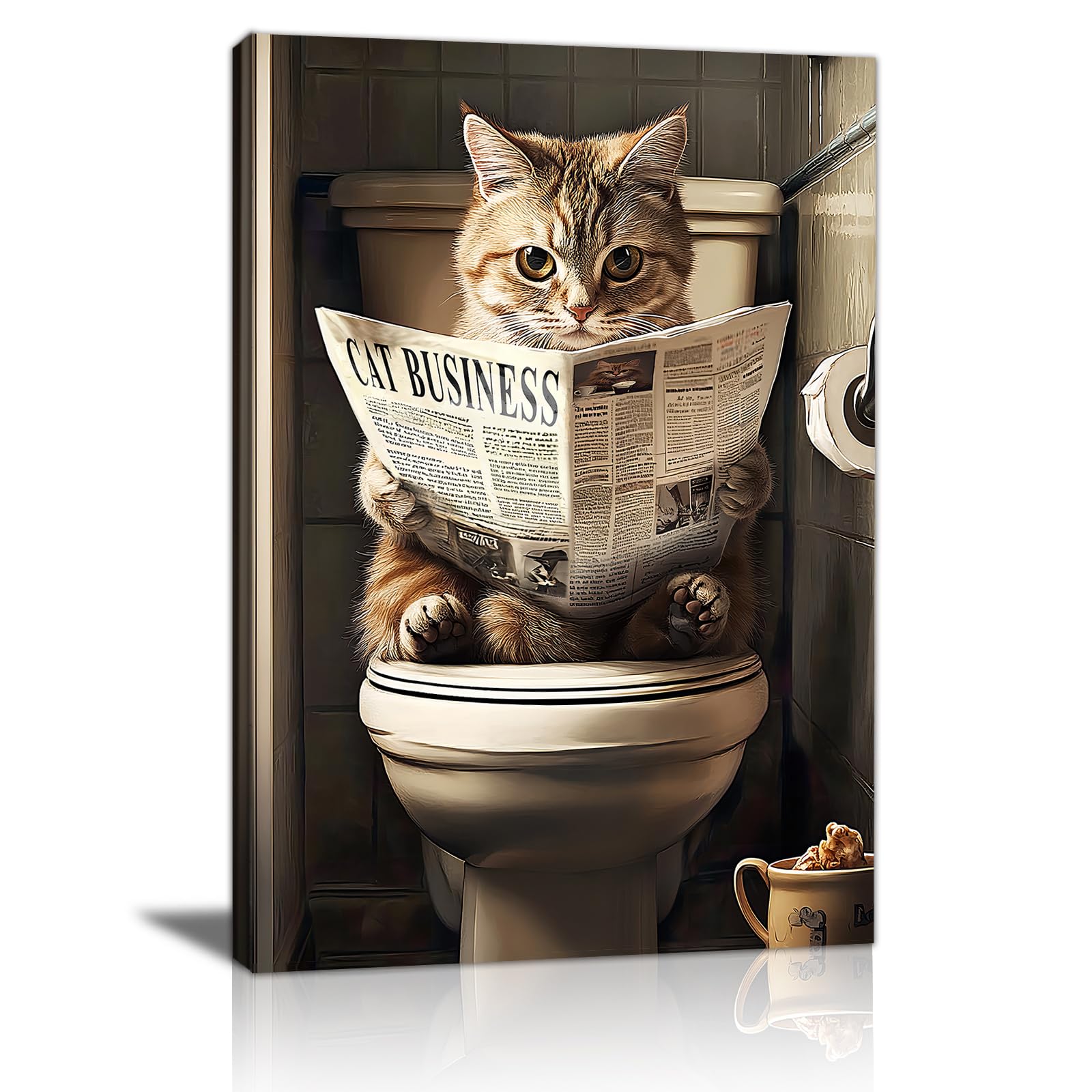 Funny Bathroom Canvas Wall Art Brown Poodle On Toilet Readin -11 Funny Bathroom Canvas Wall Art Brown Poodle On Toilet Readin -11