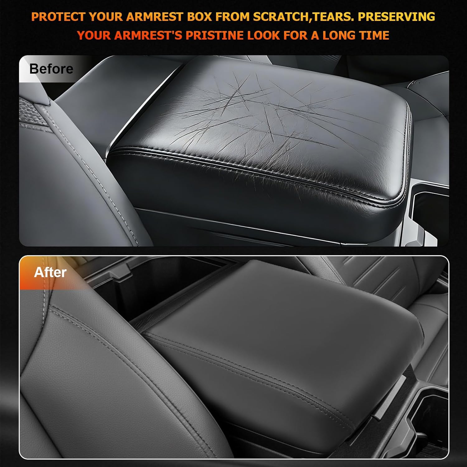 frani Center Console Armrest Cover for 2024-2026 Toyota Tacoma & 2025-2026 Toyota 4Runner - Premium Leather Wrapped Pad with Custom Fit ABS Base, Soft Comfortable Cushion Black