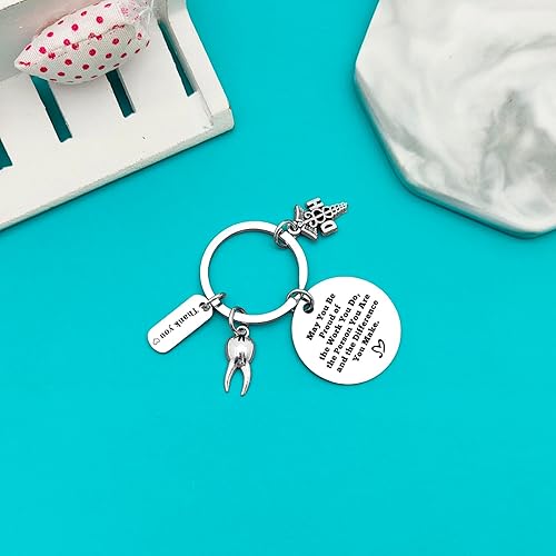 Miniatura 9 de Xiahuyu Llavero de regalo de higienista dental, regalos de agradecimiento al dentista, llavero con texto en inglés You Make a Difference, regalo