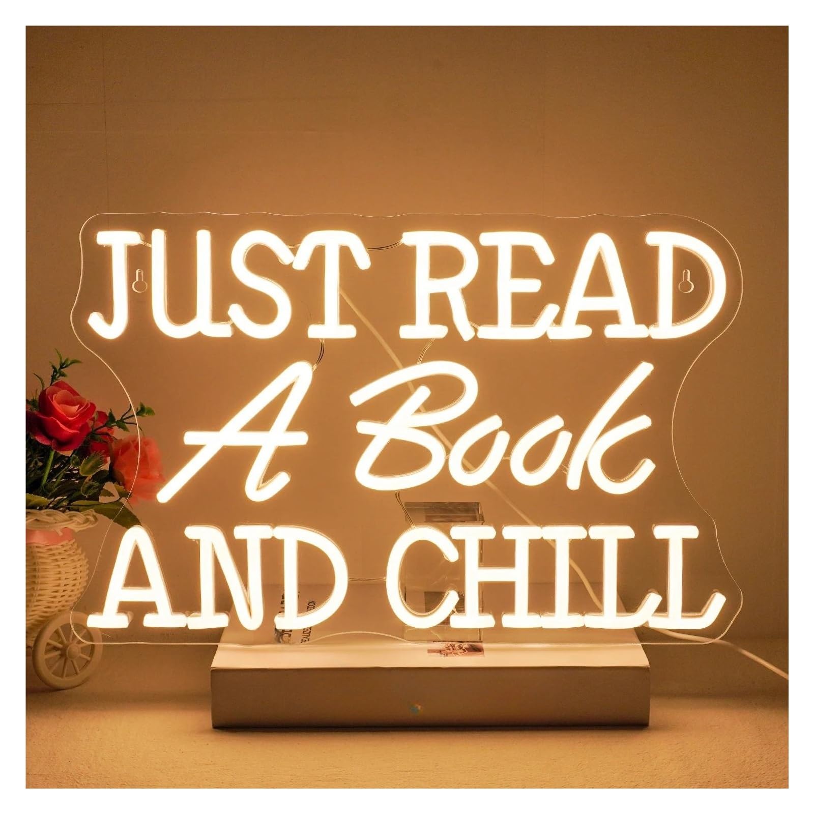 LEMST Signs Lamp Read Books Neon Signs for Wall Decor Art Letter Lights Room Decoration for Bedroom Library Study Reading Club Dimmable Lamp(42x27cm)