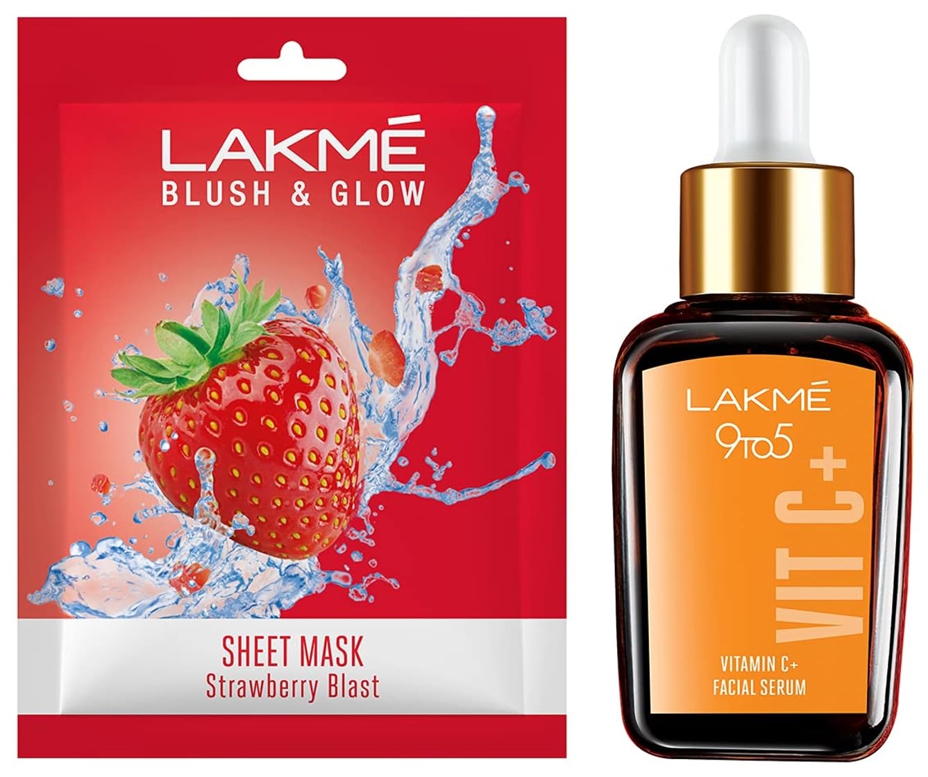 9 To 5 Vitamin C+ Serum (15 ml)&Lakme Blush & Glow Strawberry Sheet Mask, 25 ml