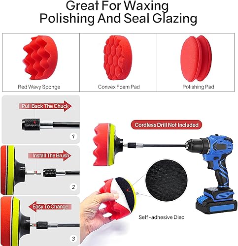 Miniatura 6 de Kit de 24 cepillos de lavado de automóvil, kit de limpieza de cepillo para detalles de automóvil, cepillo de neumáticos de rueda de automóvil,