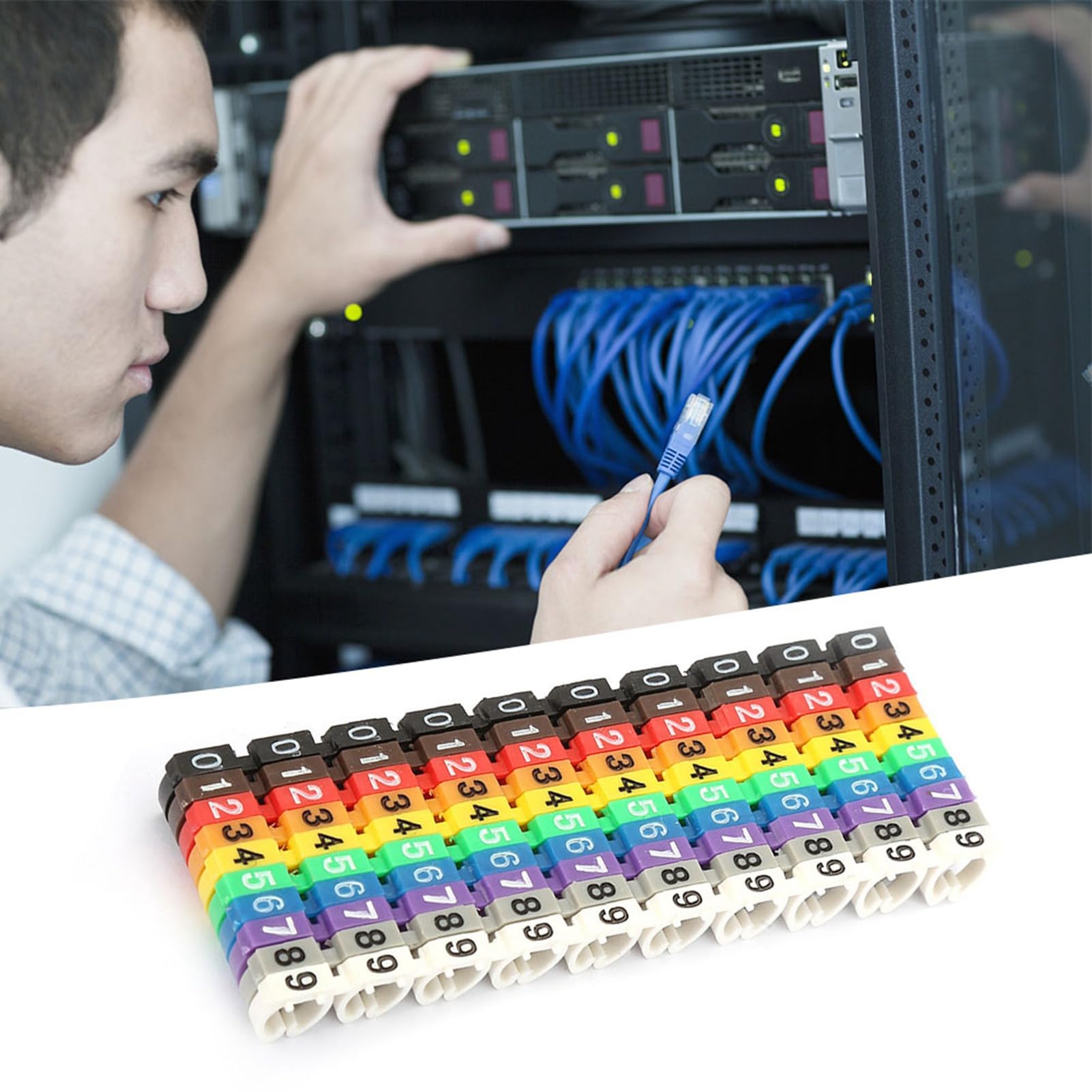 Drahtetiketten, Kabeletiketten, Drahtetiketten, elektrische digitale Zahlen, Röhren, Drahtetiketten, elektrische bunte Drahtmarkierer, 0–9 Drahtnummern-Etiketten, 100/150 Stück optional