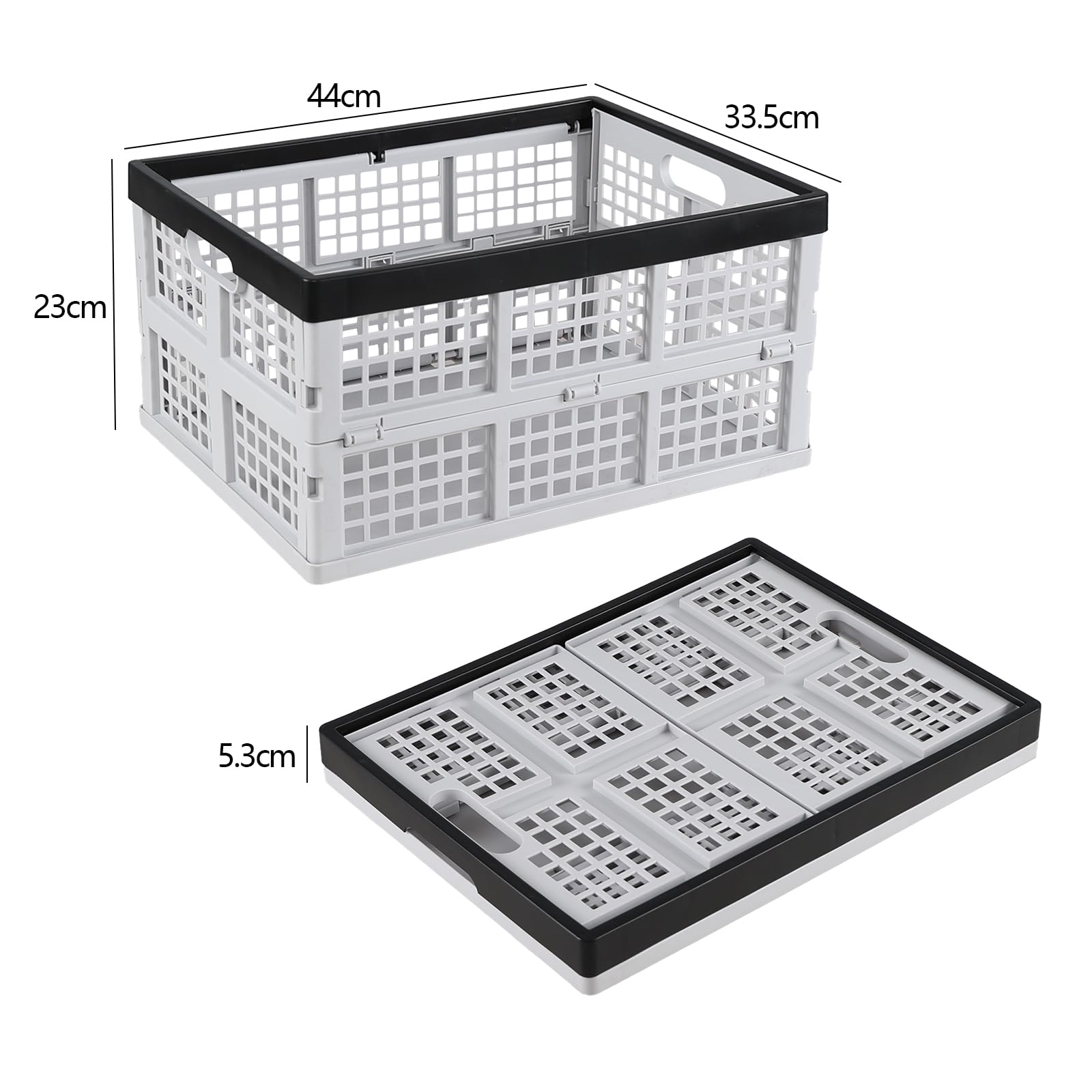 Tstorage 3-Pack Plastic Folding Storage Crates, Collapsible Plastic Crate, 30 L, White - Image 2