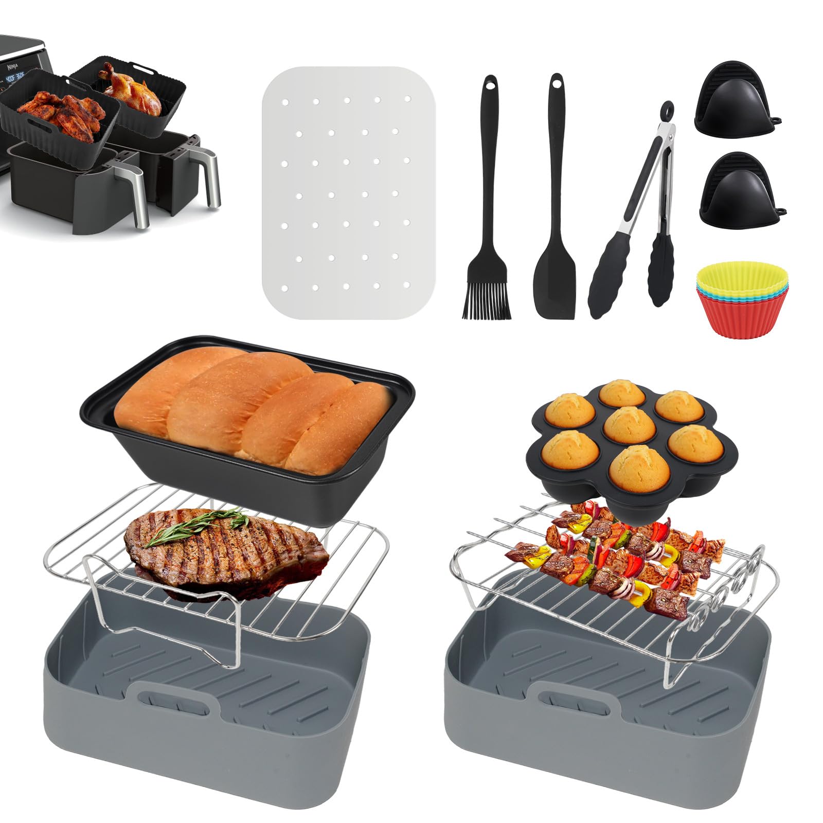 Accessori per friggitrice ad aria, 17 pezzi, grigio