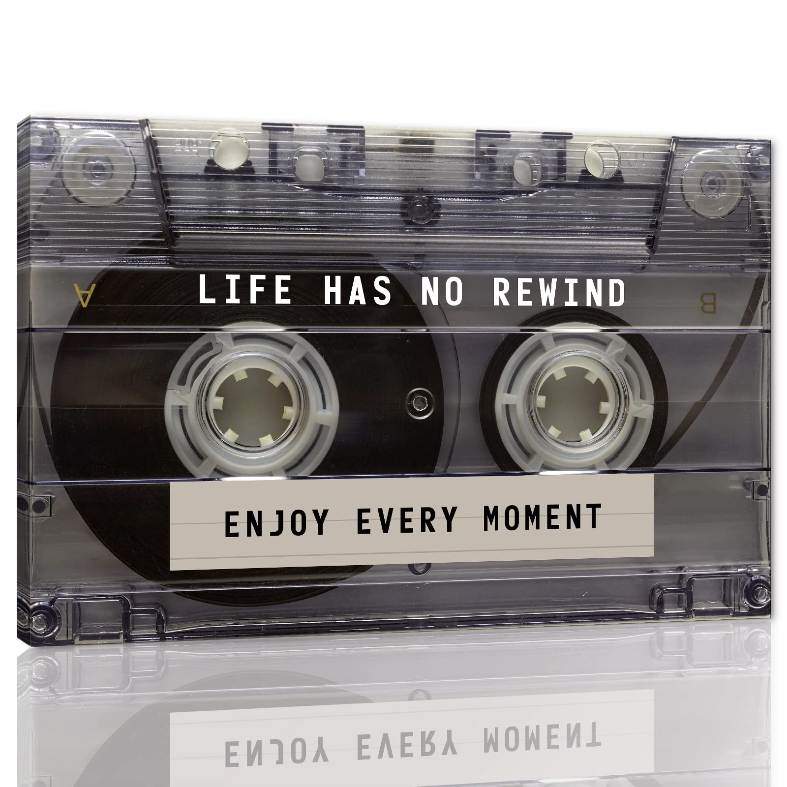 Motivational Canvas Wall Art, Office Artwork Wall Decor Inspirational Poster Vintage Cassette Tape Music Print Picture Positive Quotes Decor for Bedroom Workplace Home, Ready to Hang Framed 28x44in