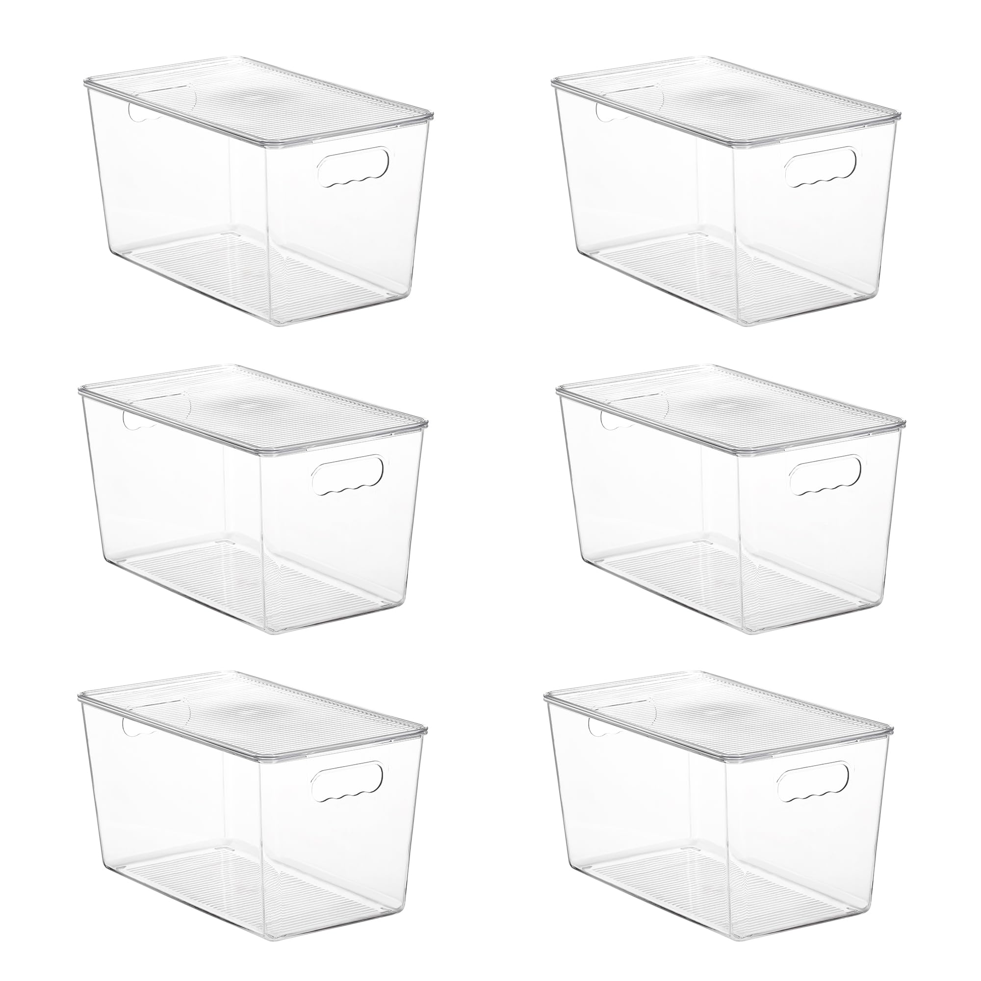 Vtopmart6 Pack Clear Stackable Storage Bins with Lids,XLarge Plastic Containers with Handle for Pantry Organizer and Storage,Perfect for Kitchen,Fridge,Cabinet, Closet,Bathroom OrganizationClimeCo Certified