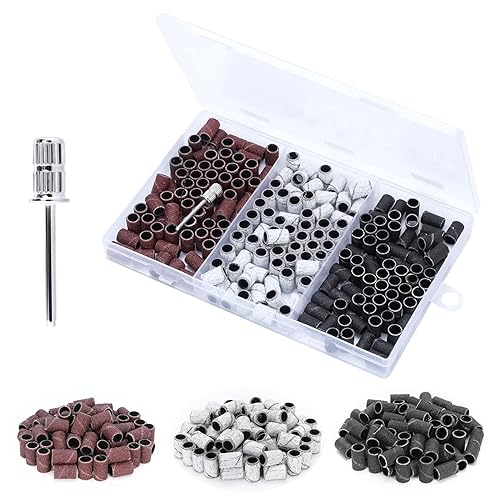 Bandas de lijado de uñas, 210 unidades, lijadoras eléctricas de uñas #80#120#180, broca de mandril de 3/32 pulgadas, para brocas de uñas para uñas
