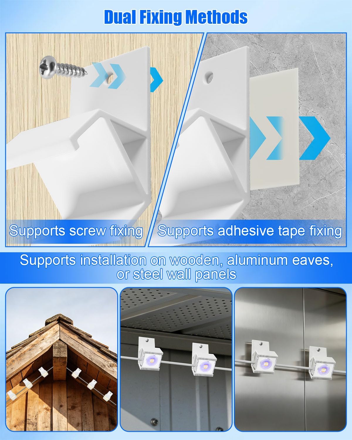 45° Angle Light Clips, Outdoor String Lights Clips Compatible with Govee Elite H805 RGBIC H705 Series Permanent Outdoor Lights Extension, 36 Pieces