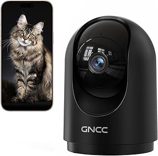 GNCC 2K 3MP Pet Camera Dog Cameras with APP for House Security, 360° Indoor WiFi Camera with Motion Tracking for Baby/Nanny/Pet, Night Vision, 2-Way Audio, Cloud Storage, Work with Alexa, P5