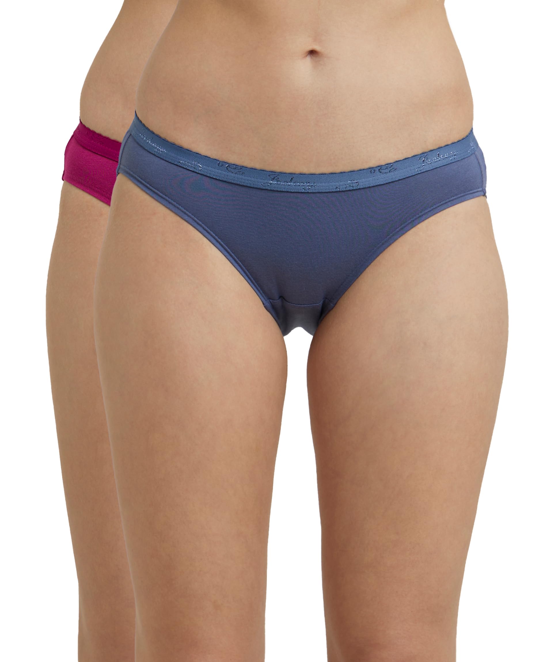 1525 Women's Medium Coverage Super Combed Cotton Mid Waist Bikini with Exposed Waistband and Stay Fresh Treatment (Pack of 2_Colors & Prints May Vary)