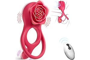 Vibrating Cock Ring with Rose Clitoris Testicles Stimulator Couples Sexy Outfits Vibrator
