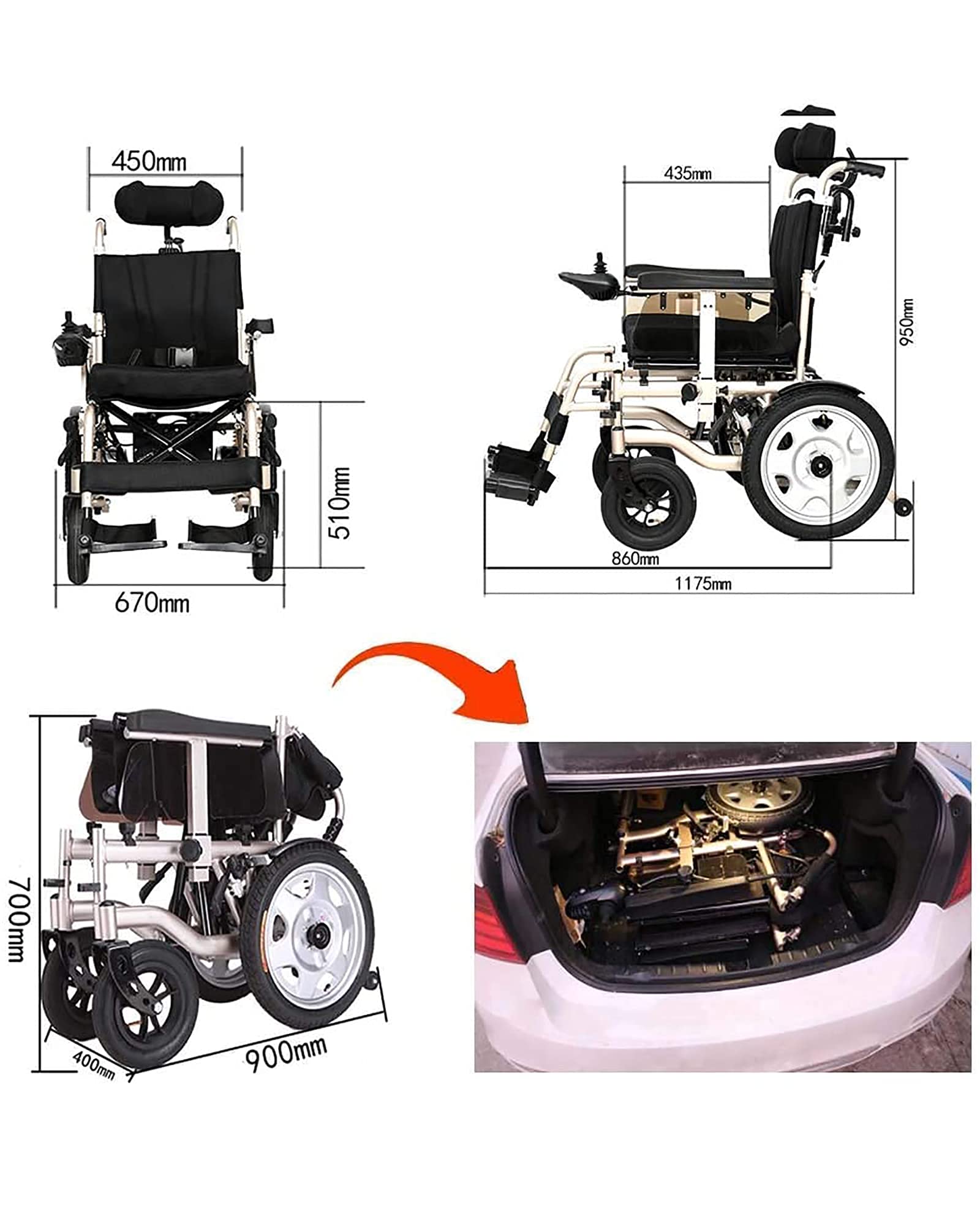 Amazon | 高級電動車椅子全自動折りたたみモビリティパワーチェア