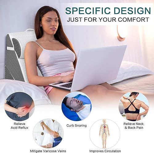 Miniatura 7 de baibu Juego de almohadas de cuña de 21.5 pulgadas para cama de dormir, almohada de cuña para después de la cirugía, almohada triangular ajustable