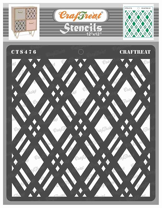 Diamond Stencils for Wall Painting - Double Diamond - Size: 12X12 Inches - Reusable Stencils for Background - Pattern Work Stencils - Background Stencils