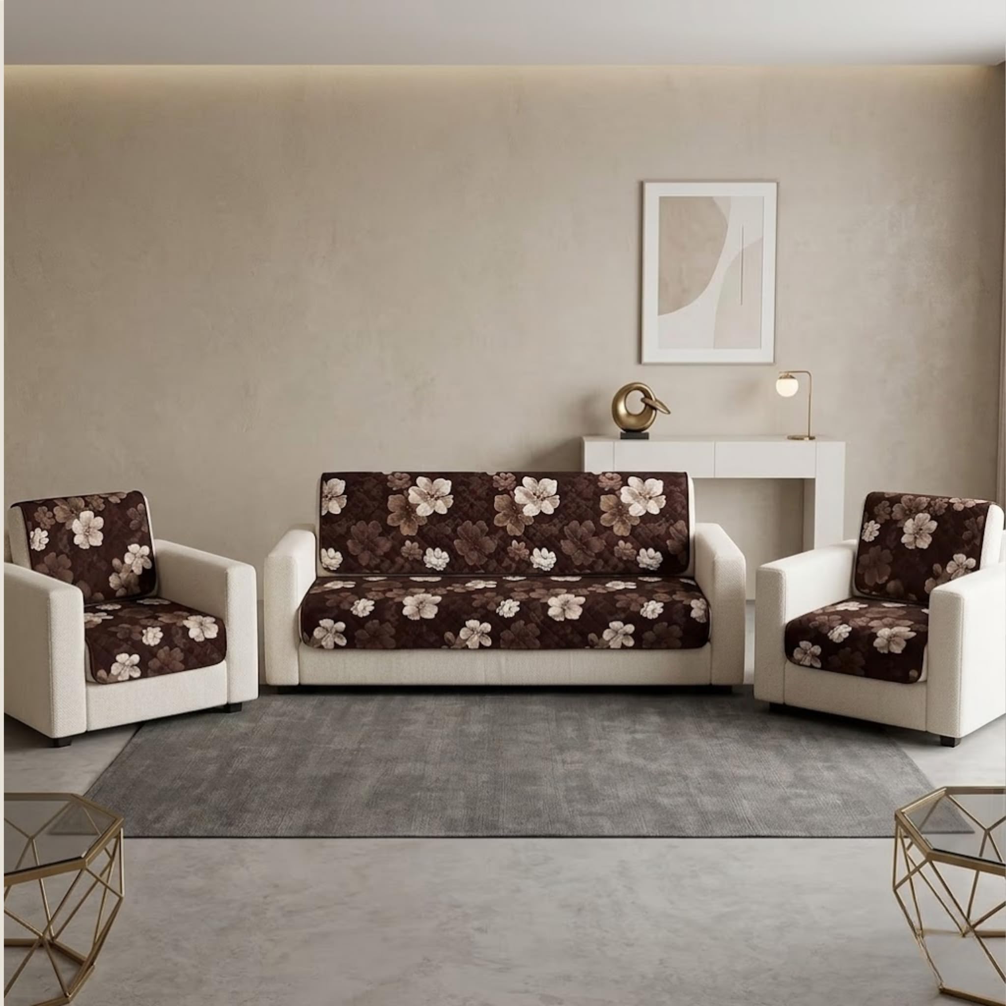 Velvet Quilted Sofa Cover Set - 5 Seater Protection -28 Velvet Quilted Sofa Cover Set - 5 Seater Protection -28