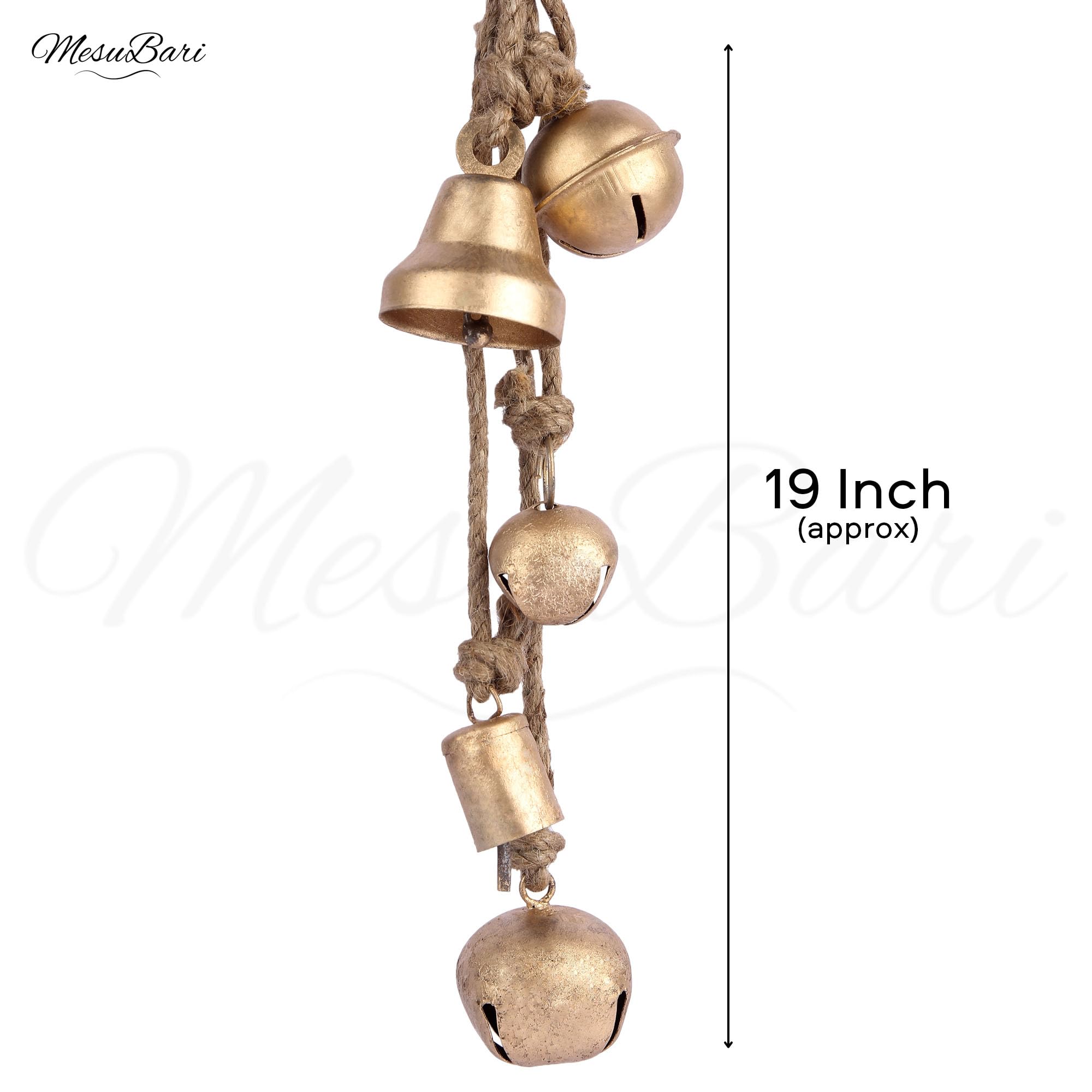 Mesubari Rustic Cow Bells Wind Chime Relaxing Tibetan Style Hanging Metal Bells with Rope for Home, Garden, Balcony & Holiday Decor