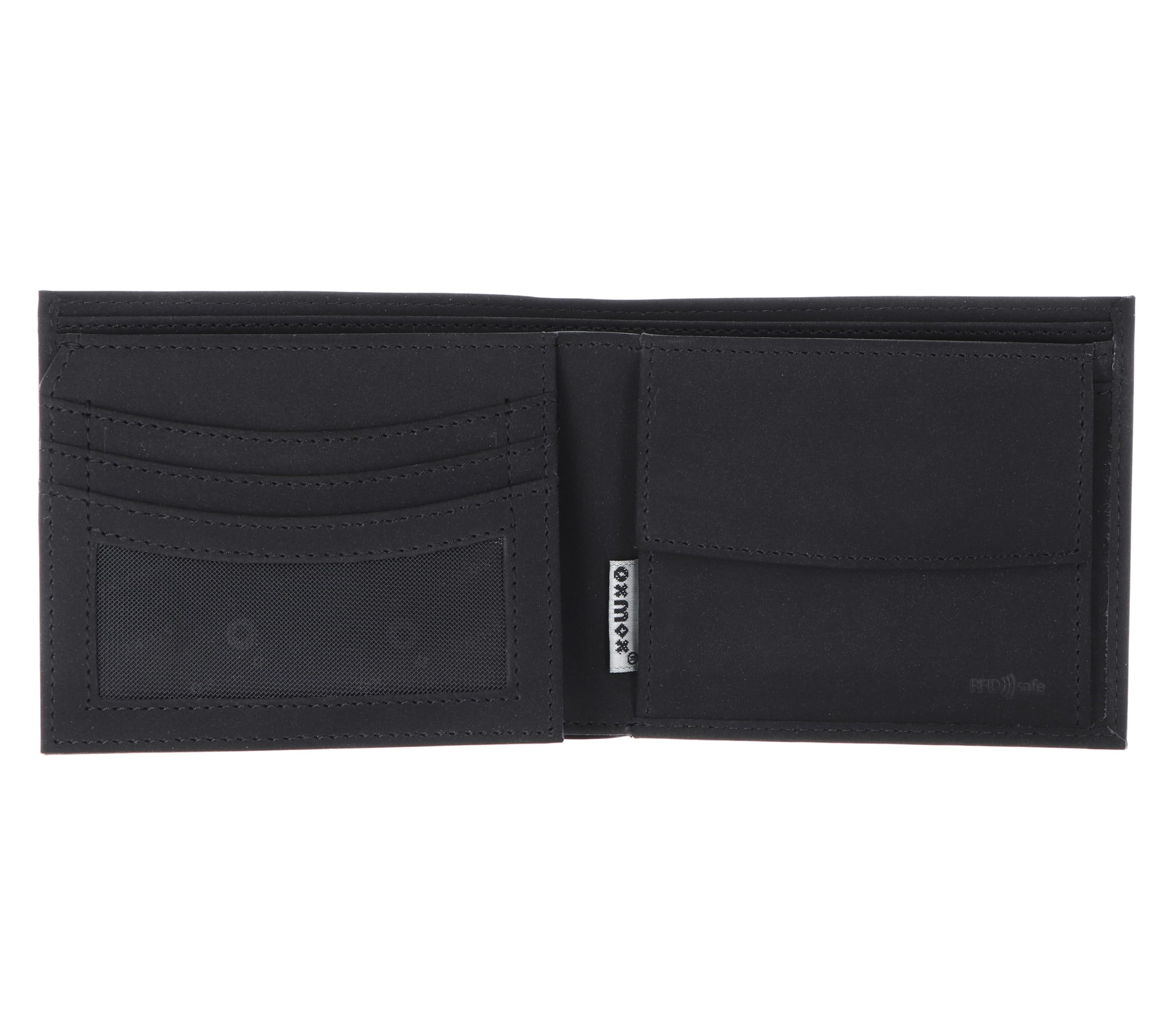 Oxmox Monedero New Cryptan RFID Protect Querscheinbörse Footsteps Print Grey Black Negro