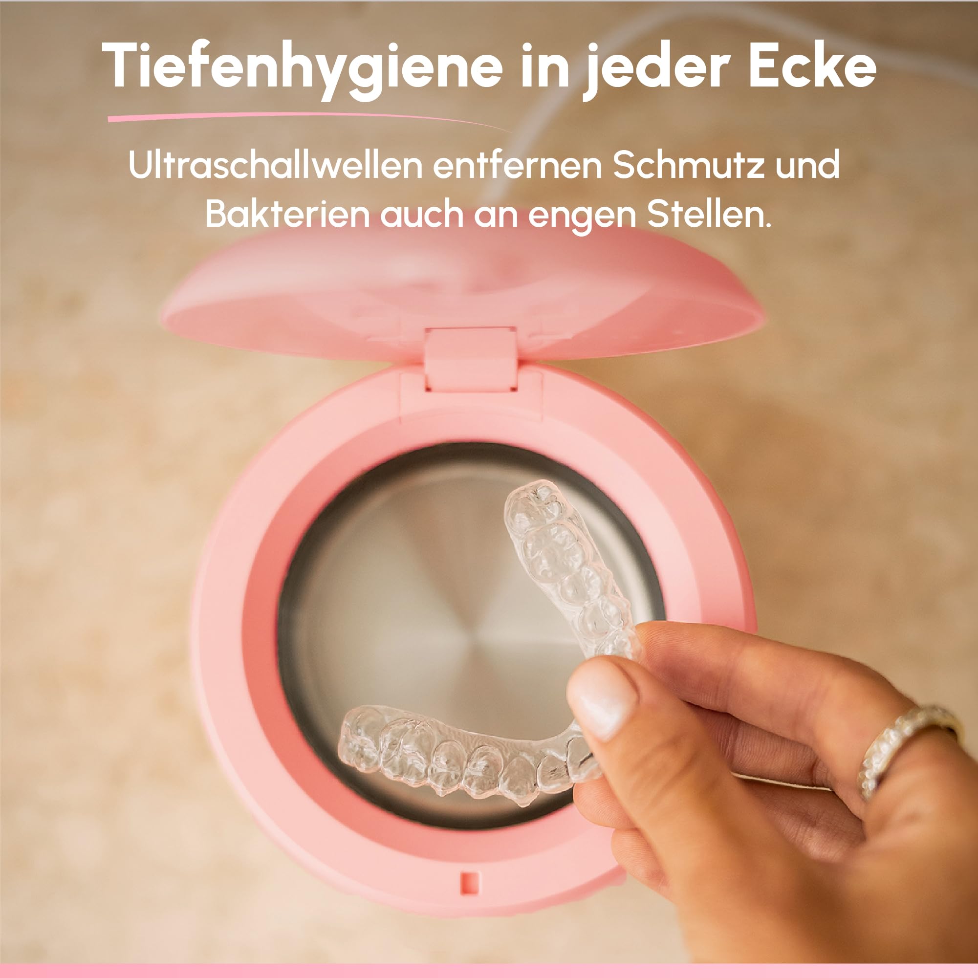 Ultraschallreinigungsgerät 42kHz für Zahnschienen, 200ML Dental Pod, Schmuck & Zahnprothesen - Leise & Hygienisch Ultraschallreiniger, Kompakt & Stilvoll Ultrasonic Cleaner mit Timer