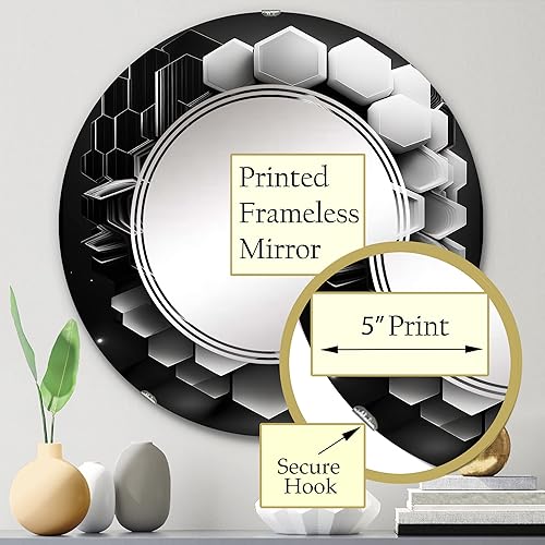 Miniatura 8 de Espejo de pared de animales, Espejo moderno ovalado, Espejo de baño redondo negro, espejo de tocador geométrico abstracto Monocromo Geométrico