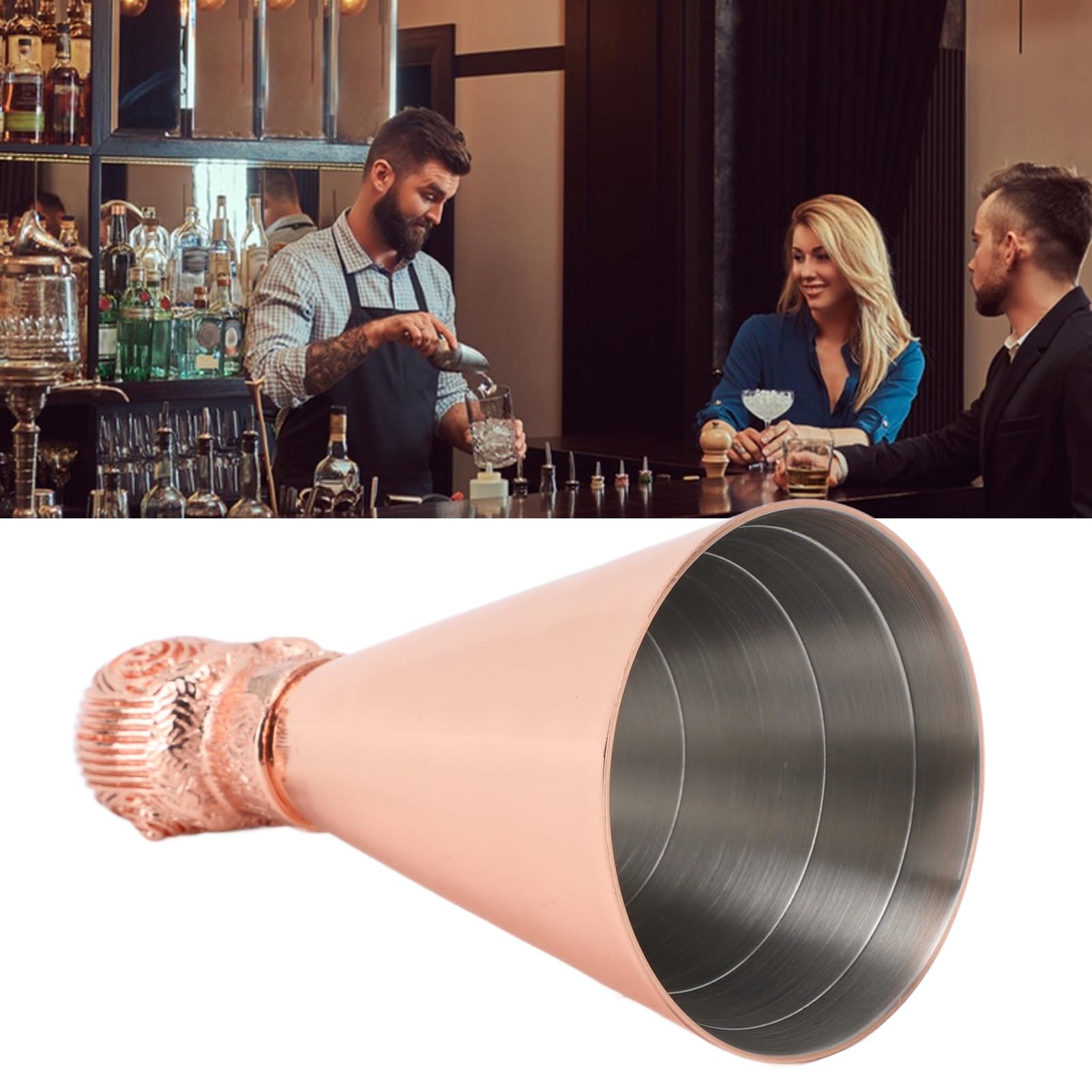 Doseur en acier inoxydable – Tasse à mesurer de style japonais pour cocktails, acier inoxydable 304 durable avec échelle transparente pour la maison et le barman professionnel