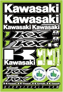 Dcor Visuals Green Racing Sticker Decal Sheet 12 Mil Thick Vinyl, Compatible with Kawasaki Dirt Bikes Motocross Fork Graphics Off-Road MX Moto Pack 19x12