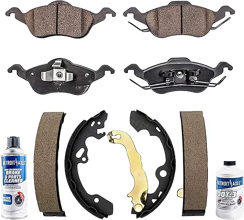 Detroit Axle - Kit de Freno para Ford Focus 2000-2004, Pastillas de Freno Delanteras Cerámicas Traseras Semimetálicas 2001 2002 2003 Reemplazo