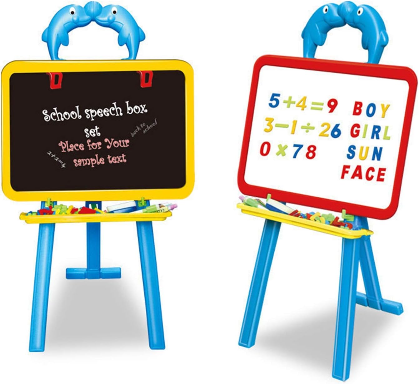 楽しい子供用ドローイングボード 三脚トレイと子供の両面多機能持ち上げ可能な磁気描画板落書きボード スキルを学ぶ (色 : Blue,