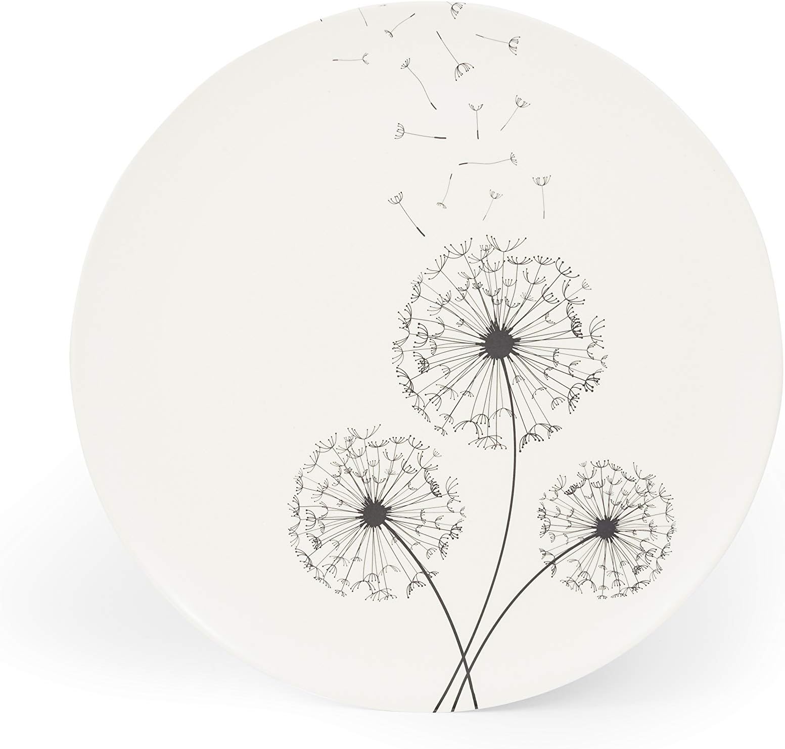 Ecofriendly Dinner Plate Set with Dandelion Designs- Set of 6, 10" indoor or outdoor plates